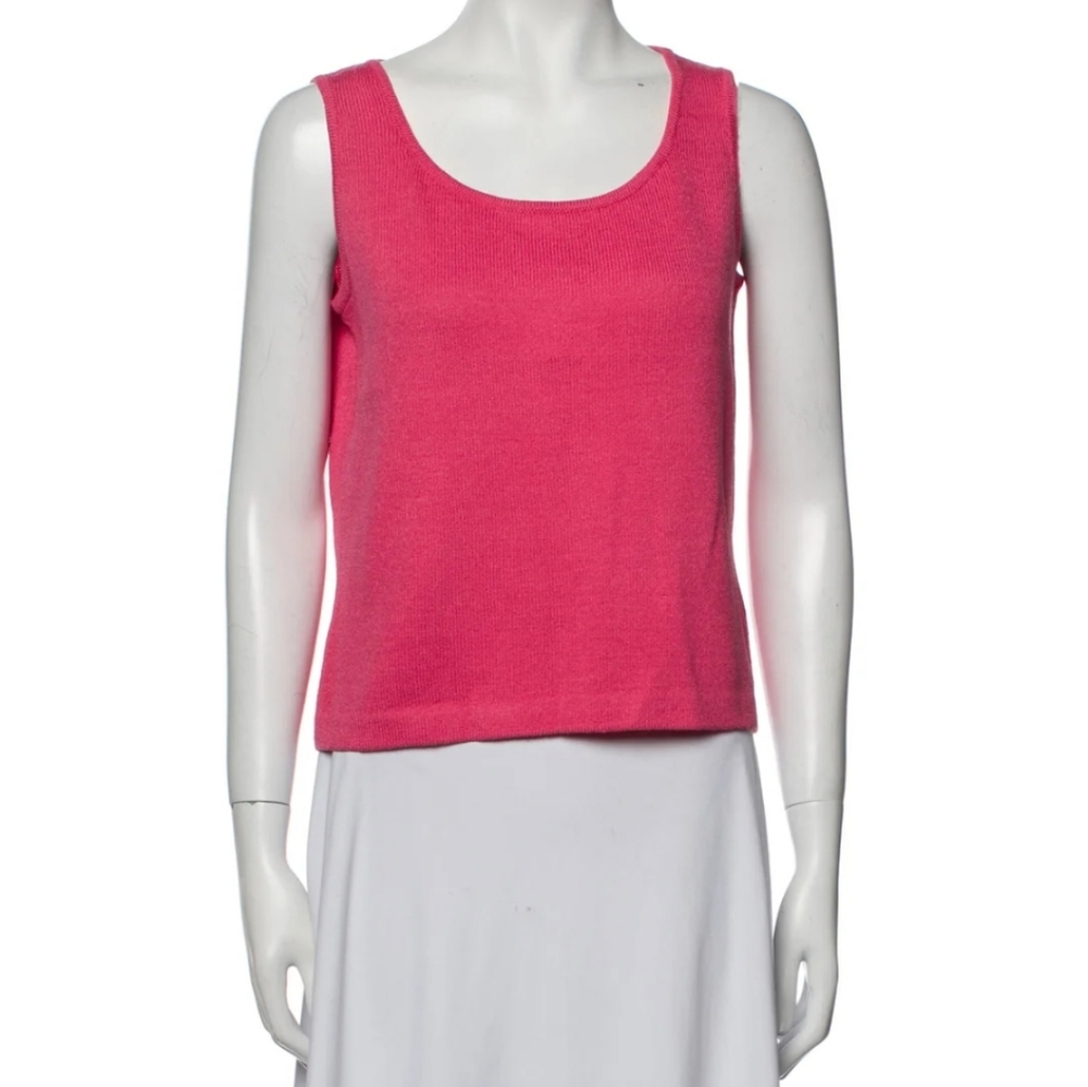 St. John wool rayon scoop neck neon rose tank top pink Size small